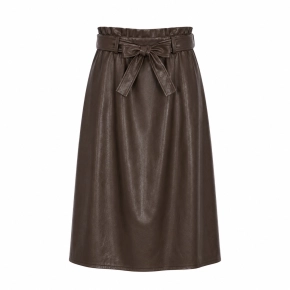 Vera Jo bruine lederlook midi rok – Noëlle
