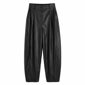 Vera Jo zwarte lederlook barrel broek Noëlle