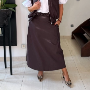 Vera Jo aubergine lederlook rok – Noëlle