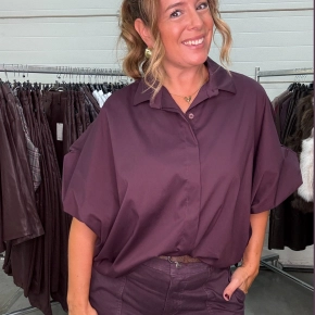 Aubergine oversized blouse Juna met verstelbare mouwen