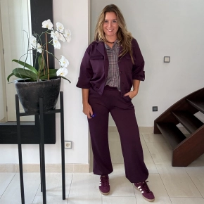 Comfy pak – ballon broek + jasje aubergine Maike