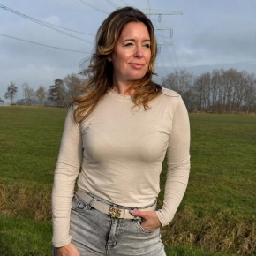 Beige basic shirt dubbel gevoerd lange mouwen