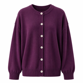 Fijn gebreid vest knoopsluiting Novi aubergine