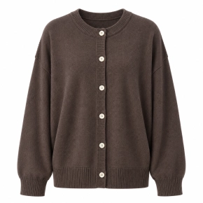 Fijn gebreid vest knoopsluiting Novi bruin