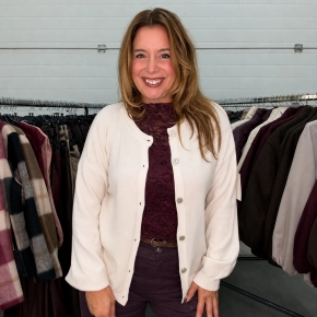 Fijn gebreid vest knoopsluiting Novi beige