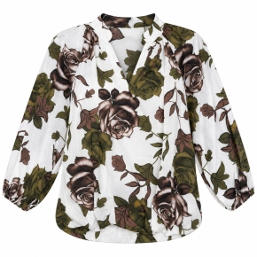 Bloemenprint blouson met v-hals pistachegroen