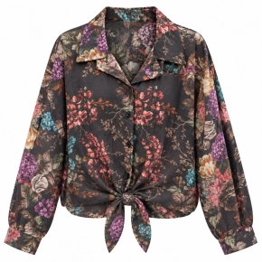 Transparante bloemenprint blouse bruin Silva