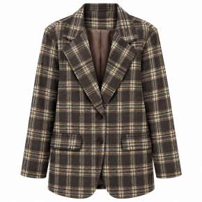 Bruine geruite damesblazer