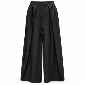Zwarte wide leg broek met plooien Inge