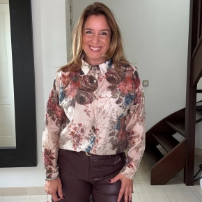 Transparante bloemenprint blouse ivoor Silva