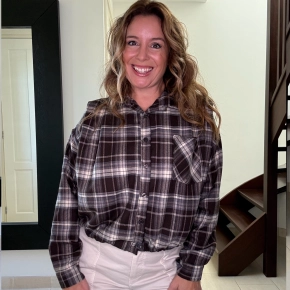 Ruiten blouse blauw bruin Vivi