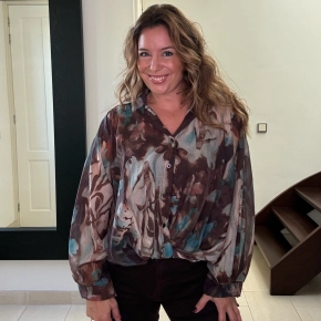 Tencel bloemenblouse Rosalie blauw bruin