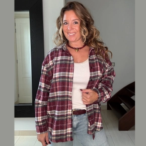Gemma Ricceri bordeaux ruiten blouse met studs Rachelle