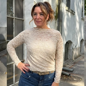 Vera Jo kanten top beige – lange mouw
