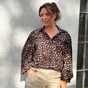 Vera Jo print blouse bruin beige Nathalie