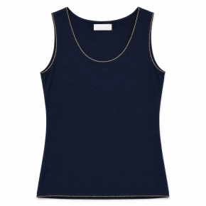 Gemma Ricceri donkerblauwe mouwloze top met goud detail