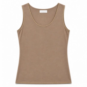 Gemma Ricceri taupe mouwloze top met goud detail