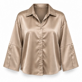 Shop the look silk look blouse + balloon jeans + riem