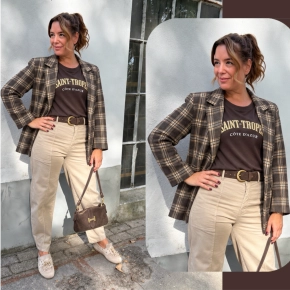 Bruine geruite damesblazer Lilly