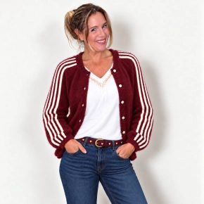 Bordeaux vest met ivoor strepen