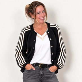Zwart vest met ivoor strepen